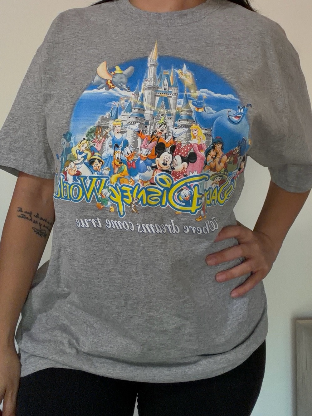 Vintage Disney World Gray Graphic Tee - Castle & Characters